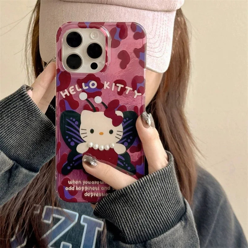 Y2k Sanrios Leopard Hellokitty Phone Case For iPhone