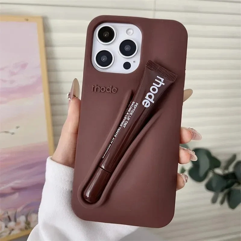 Luxury Lemontini Lipstick Make-up Soft Silicone Phone Case For iPhone