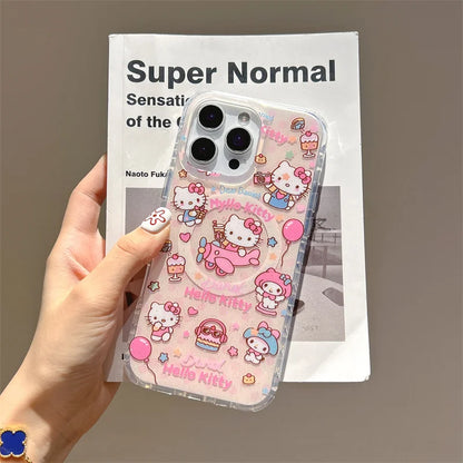 Kawaii Sweet Cake Hellokitty Glitter Magnetic Phone Case For iPhone