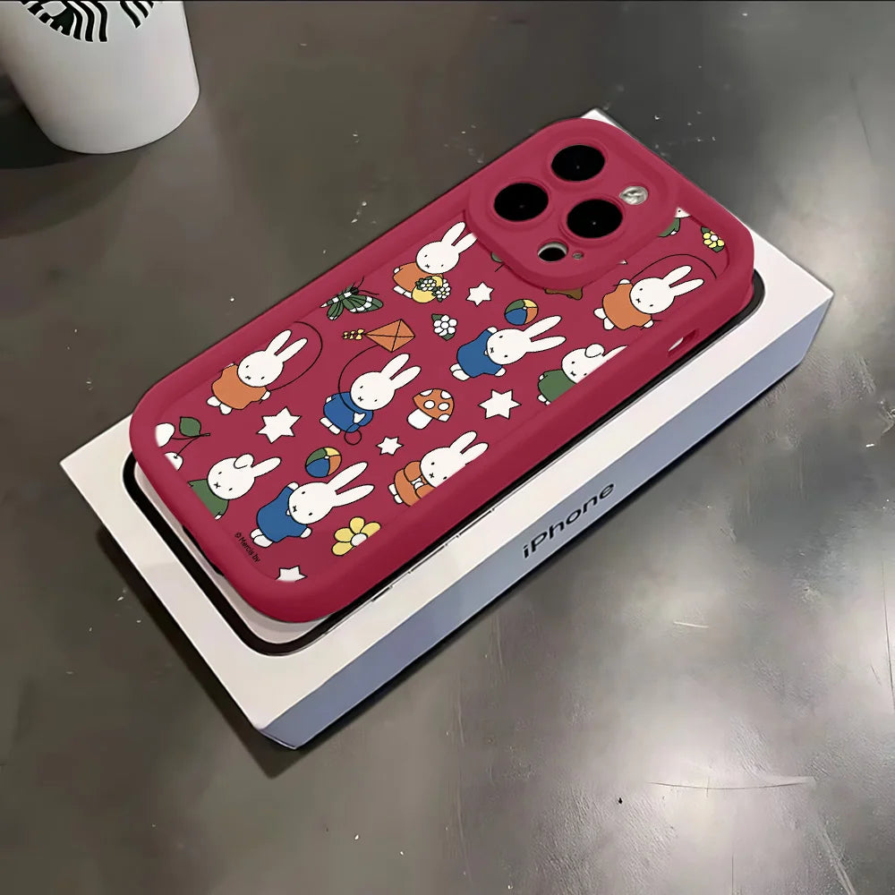 Cartoon Phone Case Soft TPU Miffys Kawaii Back Cover For iPhone