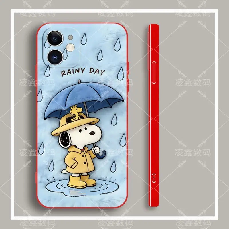 Cute Cartoon Anime Lucky Snoopy TPU All Covered Soft Phone Case Anti-drop For iPhone