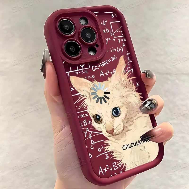 Funny Art Formula Cat Silicone Phone Case For iPhone