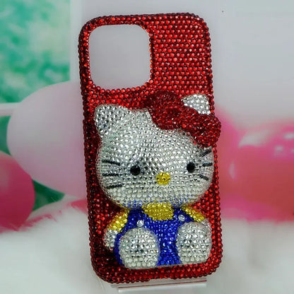 Rhinestone Bling Crystal Hello Kitty Phone Case Chain For iPhone
