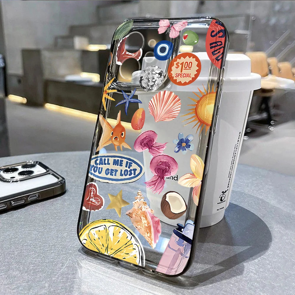 Ocean Animals Soft Cover Transparent Phone Case