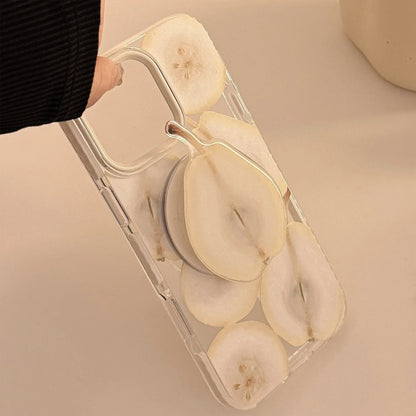 Korean Cartoon Fruit Pear Bracket Magnetic Phone Case For iPhone