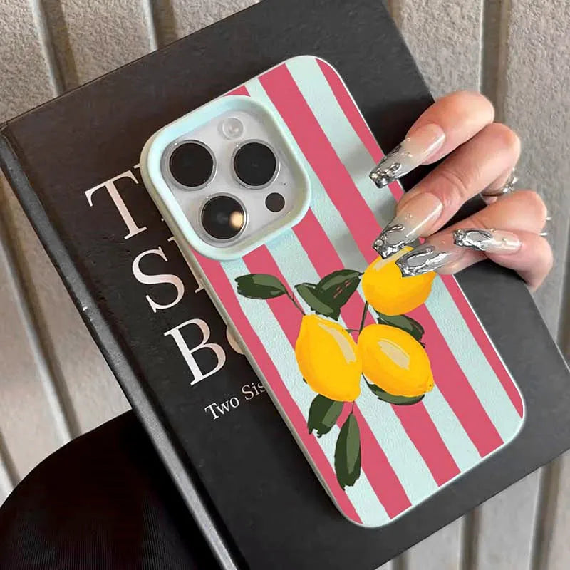 Lemon Pink Stripe Design Phone Case For iPhone