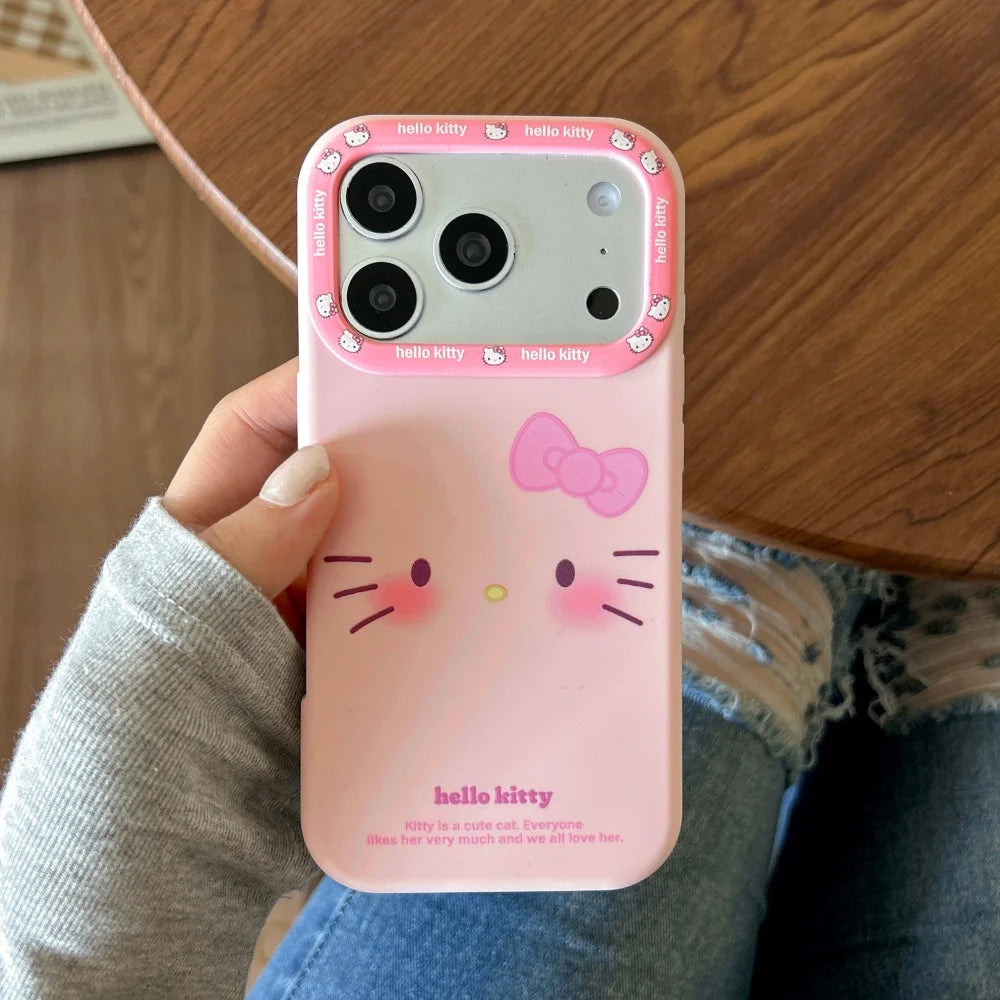 Korean Cute Cartoon Silicone Sanrio 3D Bow Print Kitty Phone Case For iPhone