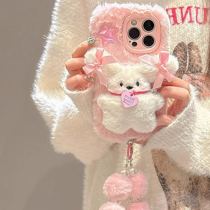 Bowtie Puppy With Chain Cell Phone Protective Jacket For iPhone
