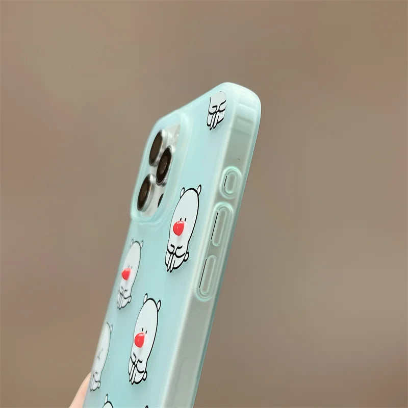 Funny Cute Cartoon Red Nose Bear Phone Case