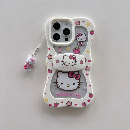 New Cute Cartoon Three-Dimensional Bow-Tied Leopard Print Kitty Phone Case For iPhone