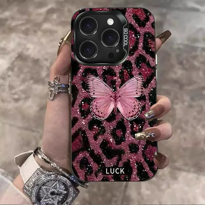Leopard Butterfly Pattern Phone Case For iPhone