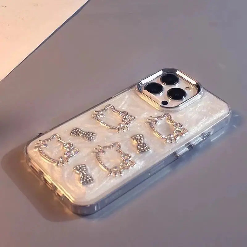 Cute Cartoon Cat Anime Diamond Phone Case, Suitable Case For Apple iPhone