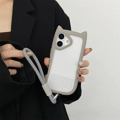 Cute Cartoon Cat Ear Transparent Phone Case For iPhone