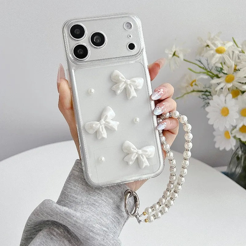 Cute White Bow Clear Phone Case For iPhone