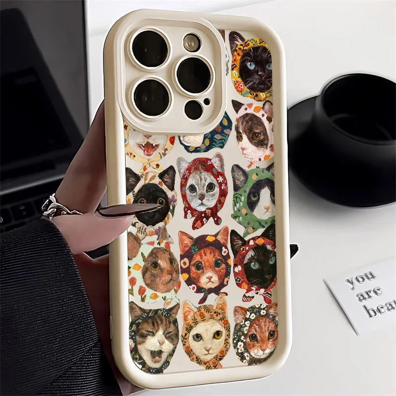 Candy Color Cute Cat Phone Case