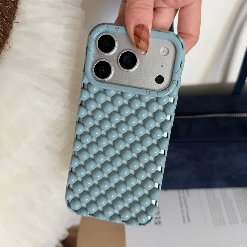 Luxury Advanced 3D solid Candy Color Pearl Round Bead Phone Case For iPhone