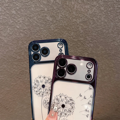 Plating Gradient Glitter Dandelion Case For iPhone