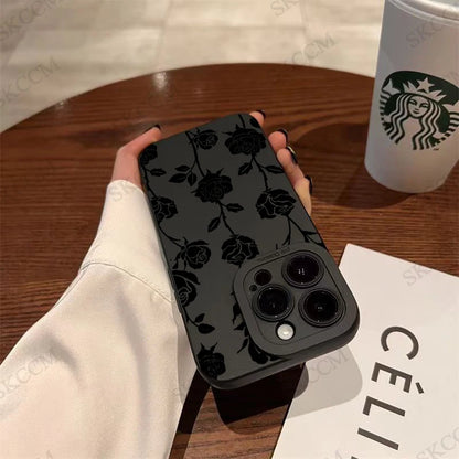 Luxury Matte Soft Silicone Flower Phone Case For iPhone