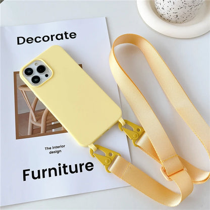 Crossbody Lanyard Matte Silicone Soft For Case iPhone