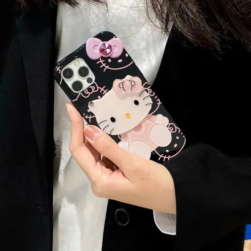 Hello Kitty Face Pink Bow Phone Case For iPhone