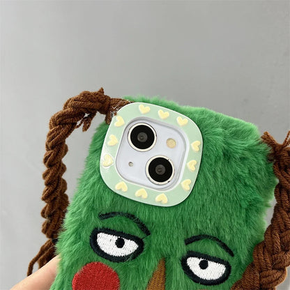 Korean Cute Funny Ugly Blush Face Fur Phone Case