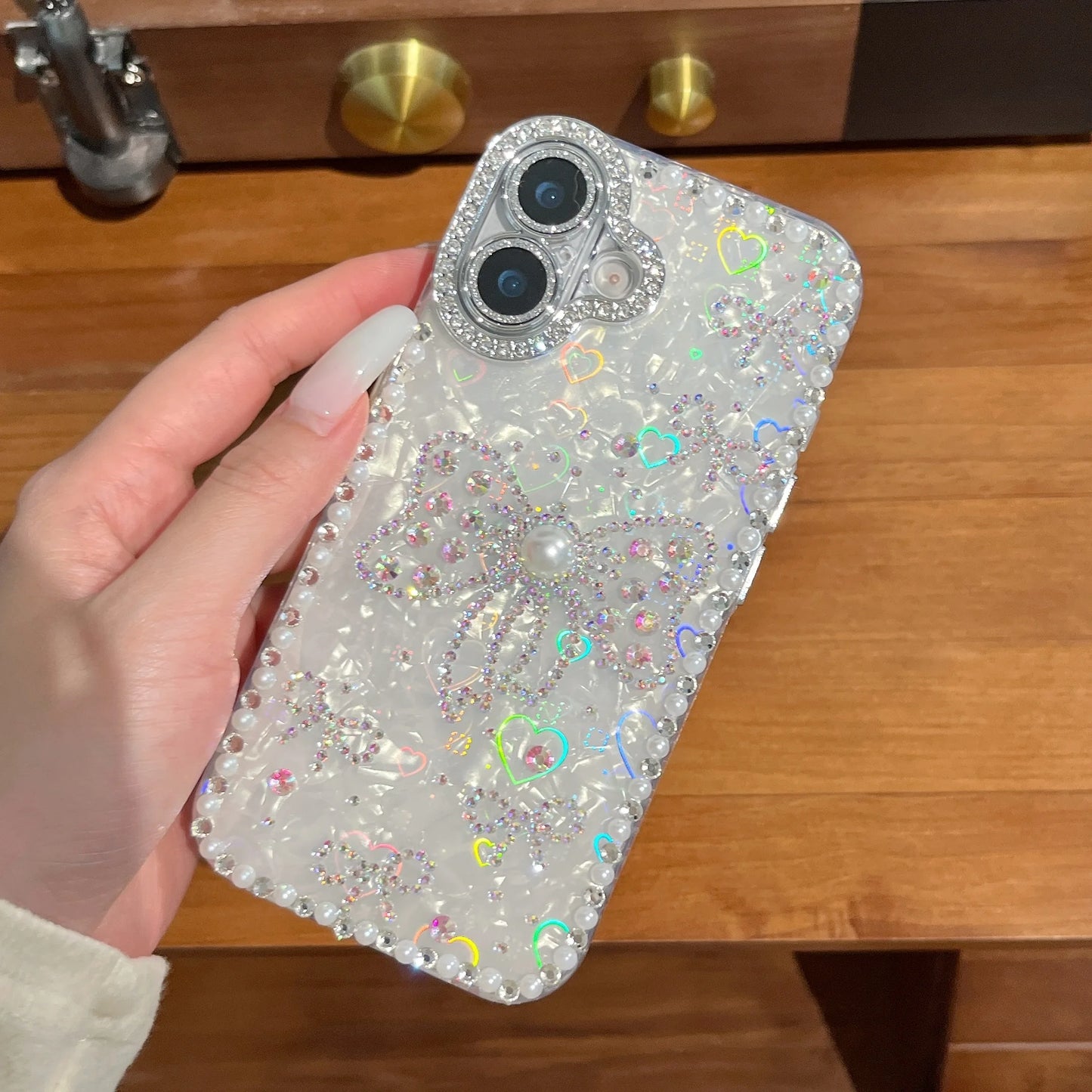 Luxury Heart Shell Pattern Rhinestone Phone Case For iPhone