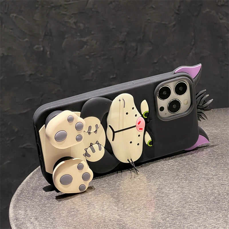 3D Lucifer Cat Cinderella Stretching Feet Cover For iPhone