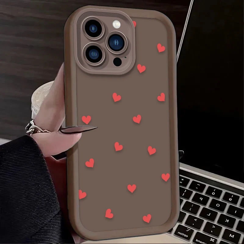 Black Small Love Heart Soft Phone Case For iPhone