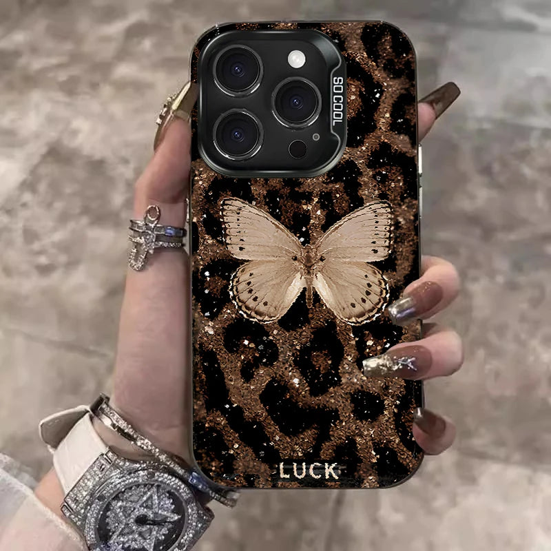 Leopard Butterfly Pattern Phone Case For iPhone