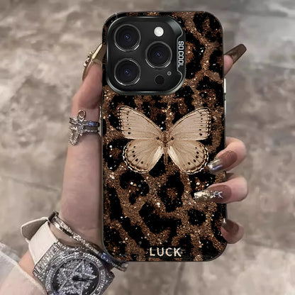 Leopard Butterfly Pattern Phone Case For iPhone