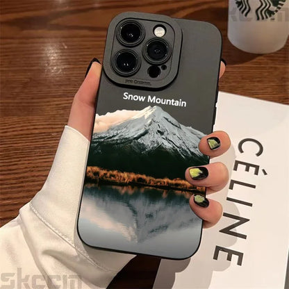 Black Mountain Peak Pattern Phone Case For iPhone