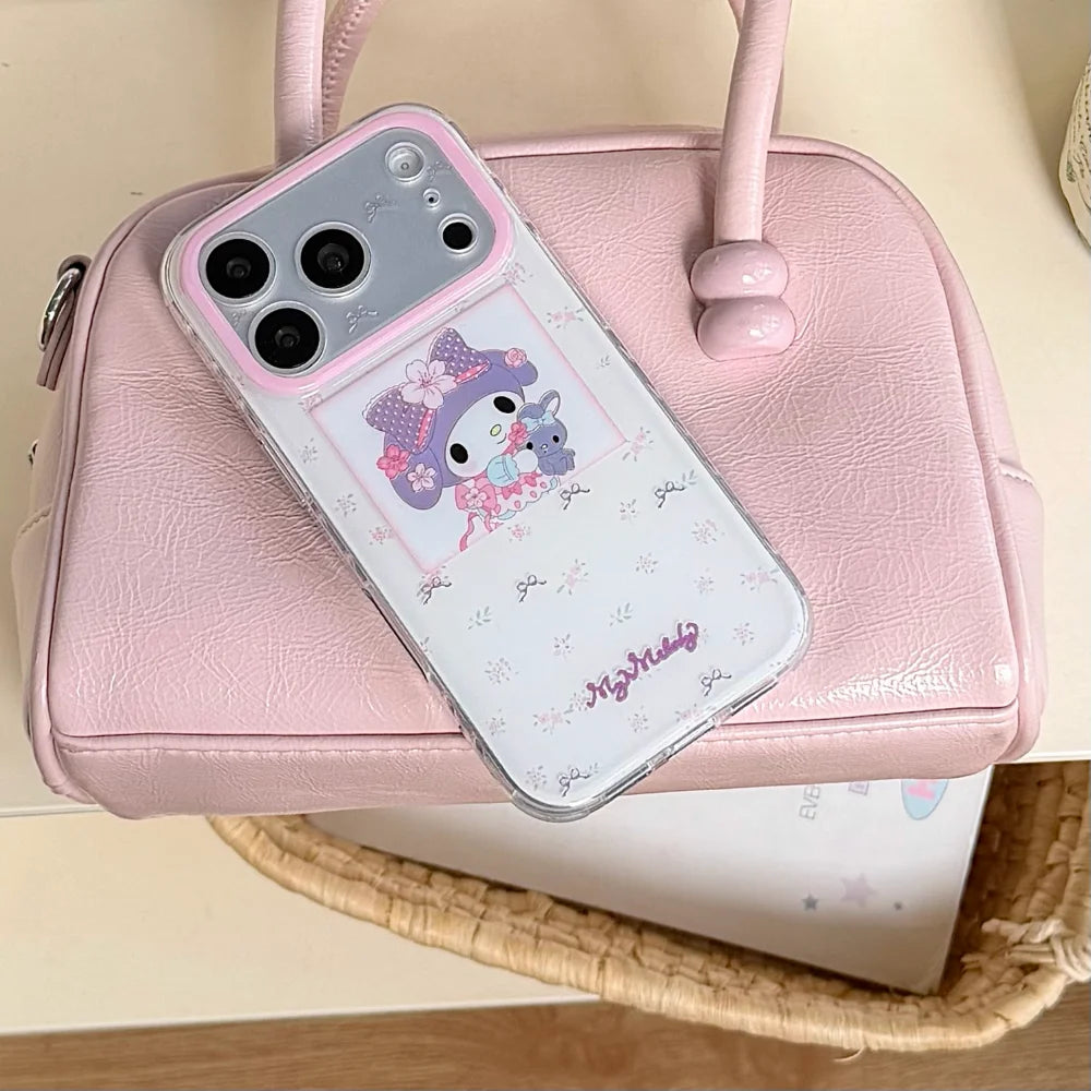Pink Double Layer Floral Hug Bear Meiledi Phone Case For iPhone