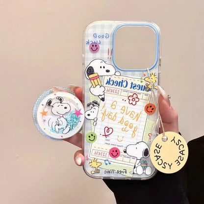 Cute Snoopy Splicing Stickers Cartoon Phone Case For iPhone