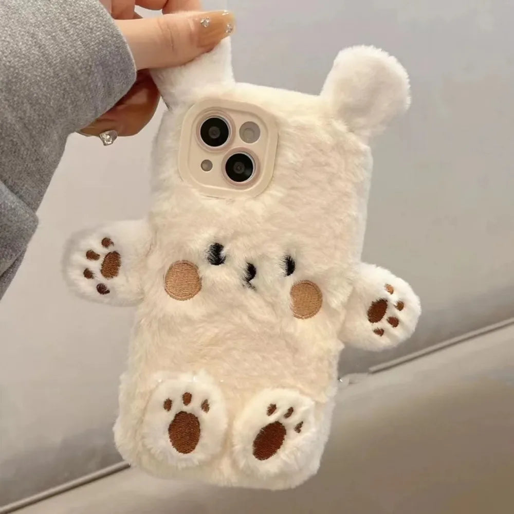 Creative and Cute Bear Soft Plush Phone Case Back Cover Suitable For iPhone