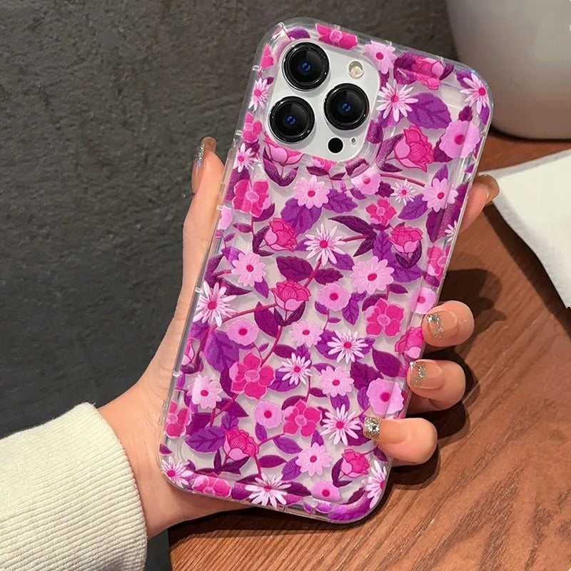 Flowers Graphic Print Clear Phone Case