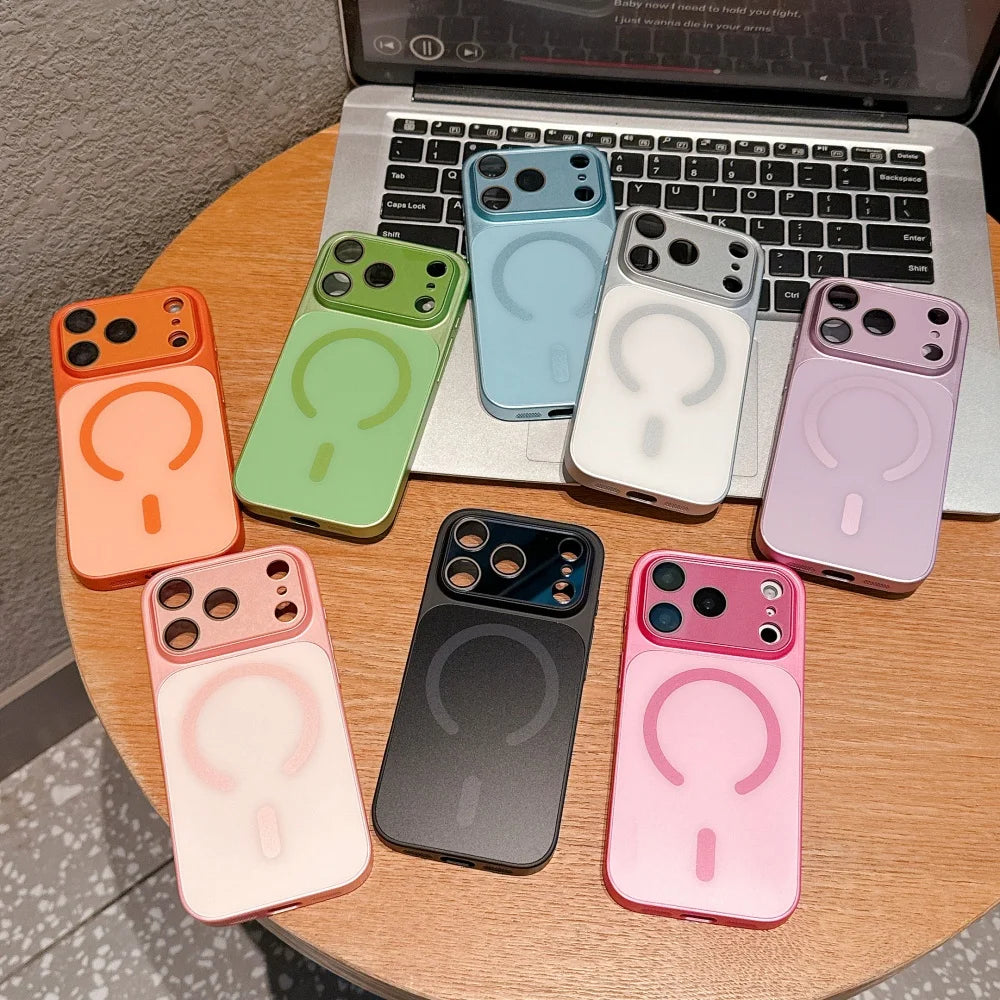 For Magsafe Double Color Contrast Matte Case  For iPhone