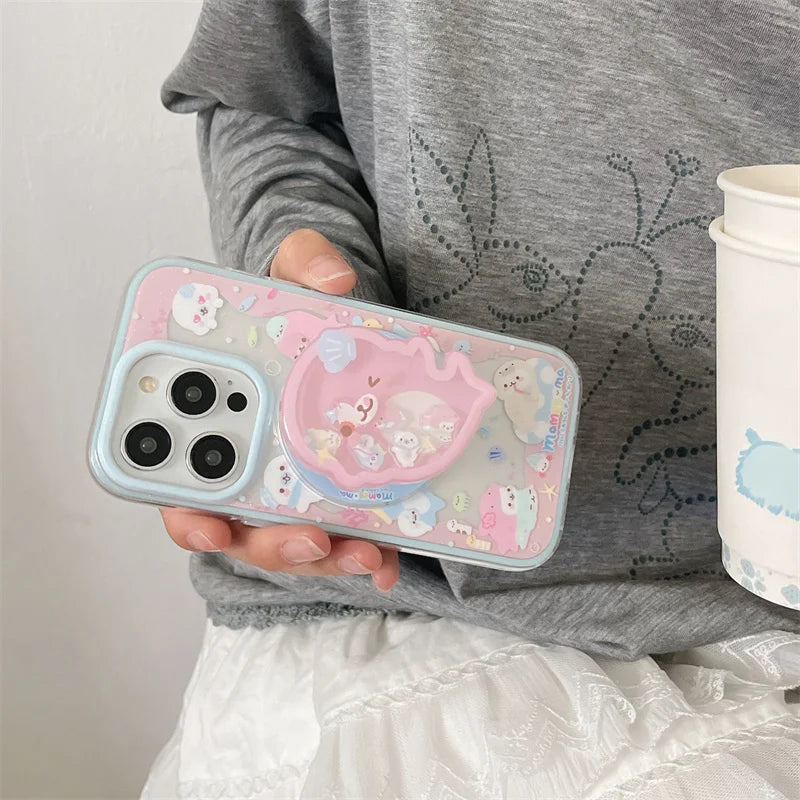 Cute Dolphin Shaking Bracket Magnetic Phone Case
