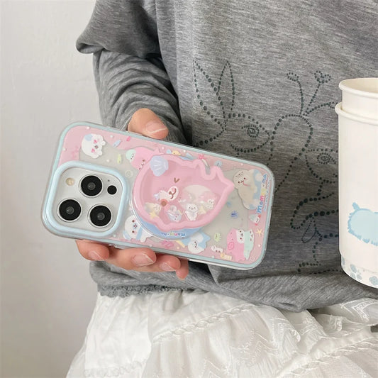 Cute Dolphin Shaking Bracket Magnetic Phone Case