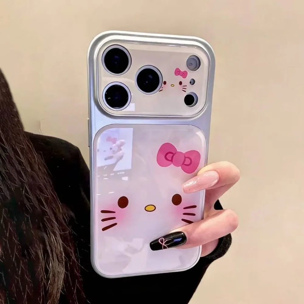 Simple and Cute Cartoon Cat Acrylic Large Window Phone Case For iPhone