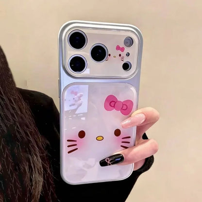 Simple and Cute Cartoon Cat Acrylic Large Window Phone Case For iPhone