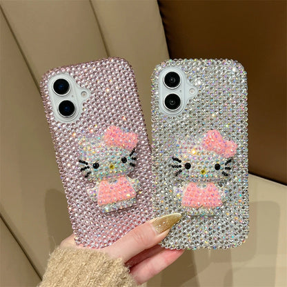 Fashion Girl Pink Crystal Glitter Cute Hello Kitty Diamond Bling Phone Case