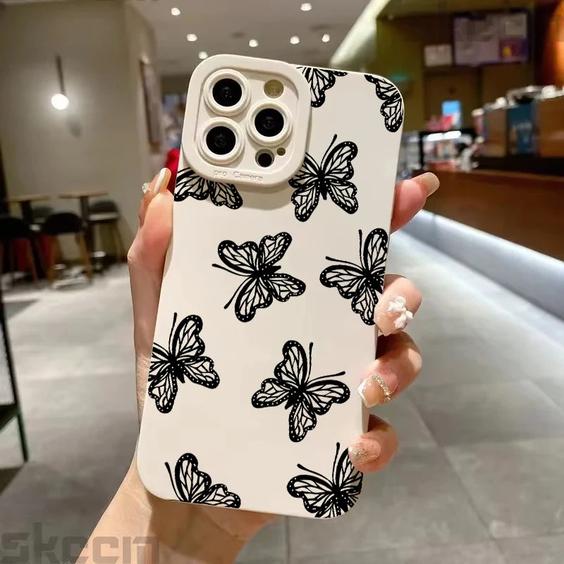 Black Butterfly Pattern Phone Case For iPhone