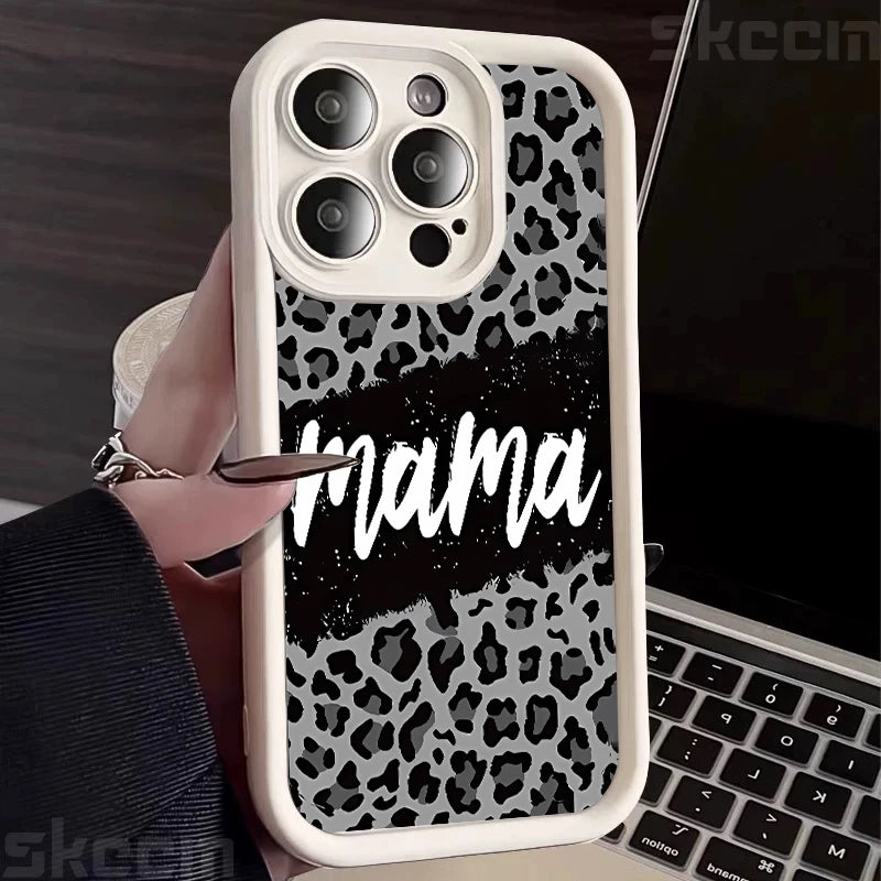 Leopard Print Mom Letter Patter Phone Case For iPhone