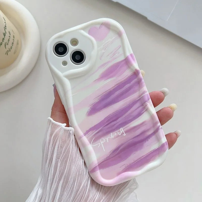 Flower 3D Wavy Curved Edge Soft Clear TPU Phone Case For iPhone