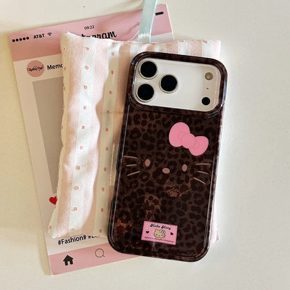 All Inclusive Leopard Print Kitty Emoji Case Phone Case For iPhone