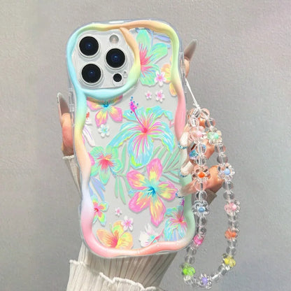 Colorful Diverse Flowers Pattern Wavy-Edge Phone Case For iPhone