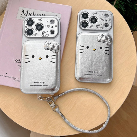Silver Skin Kitty Three Dimensional Bow Phone Case