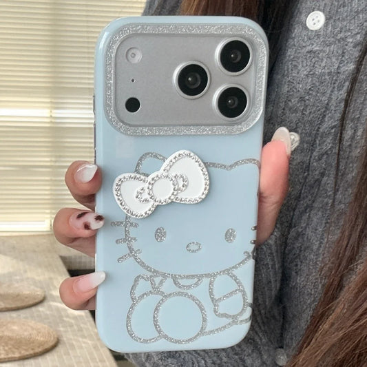 Flash Lens Blue Background Flash Powder Kitty Phone Case For iPhone