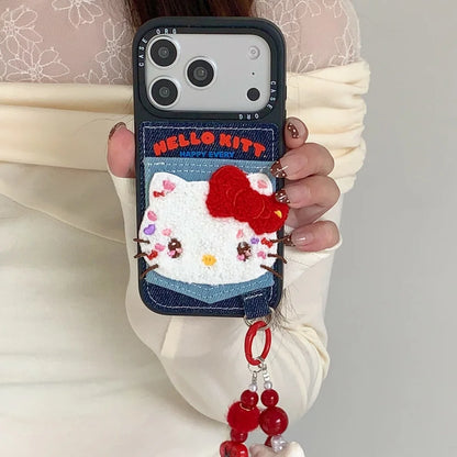 Cowboy Pocket Towel Embroidered Kitty Is Suitable For Apple Phone Case