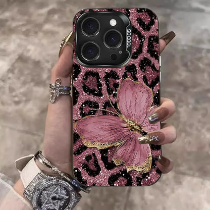 Leopard Butterfly Pattern Phone Case For iPhone